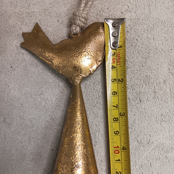 Handmade Metal gold foiled birds with bell ornaments set 6 NEW - Picture 5 of 6